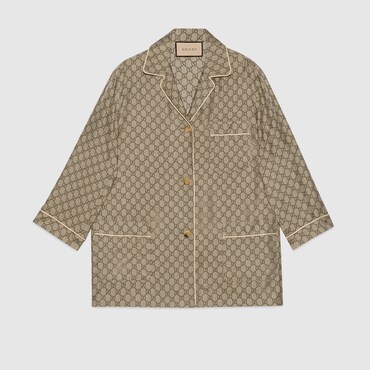 GUCCI Chemise En Soie GG Supreme, Taille 46 IT