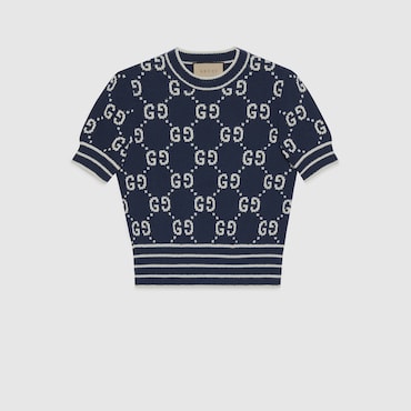 GUCCI GG Cotton Jacquard Top, Size L