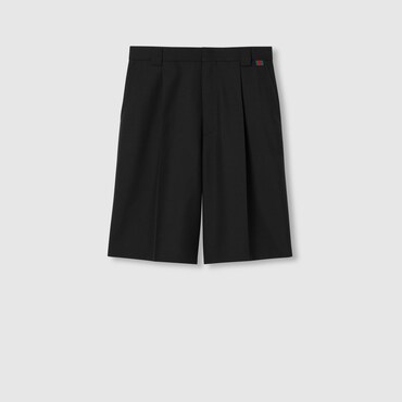 GUCCI Wool Blend Twill Short With Web, Size 48