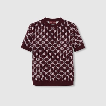 GUCCI Reversible GG Wool Jacquard Top, Size XXL