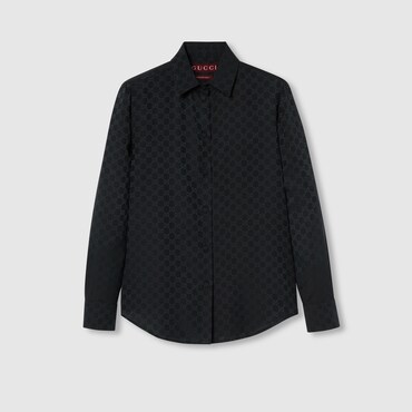 GUCCI GG Crêpe Silk Shirt, Size 42 IT