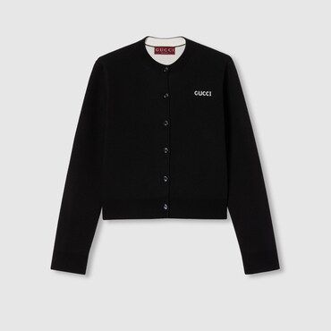 GUCCI Wool Jacquard Cardigan With Intarsia, Size XXXL