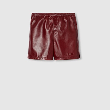 GUCCI Leather Short With Detail, Size 48 IT