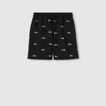 GUCCI Cotton Jersey Shorts With Embroidery, Size XXL