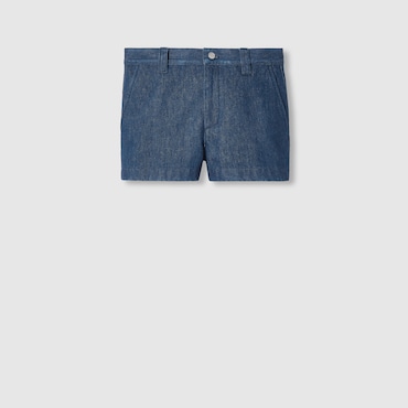 GUCCI Low Waist Denim Shorts With Horsebit, Size 38 IT
