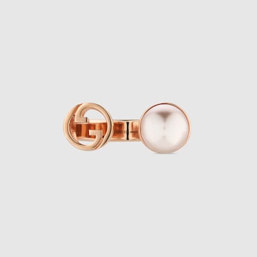 GUCCI Blondie Resin Pearl Ring, Size M