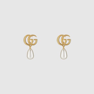 GUCCI GG Marmont Pearl Drop Earrings