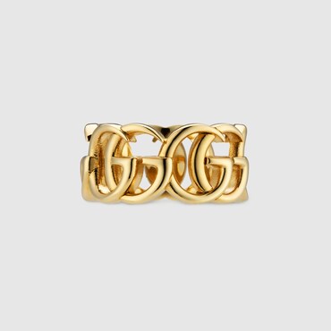 GUCCI Anello A Fascia Larga GG Marmont Con Motivo Incrociato, Taglia S