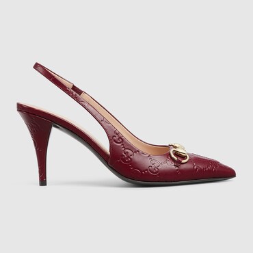 GUCCI Women's Horsebit Pump, Size 38.5 IT, Bordeaux