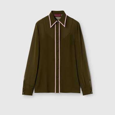 GUCCI Light Silk Georgette Shirt, Size 38 IT