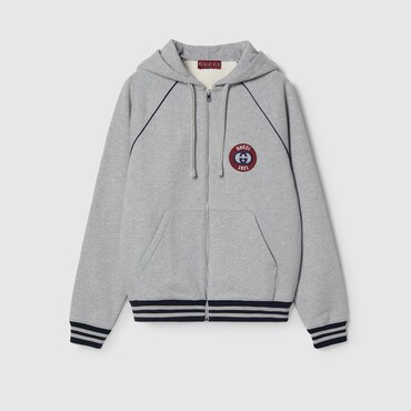 GUCCI Felted Cotton Zipped Jacket With Patch, Size XL