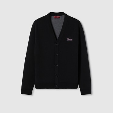 GUCCI Cardigan In Lana Doppia Con Ricamo, Taglia XL