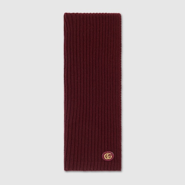 GUCCI Wool Cashmere Scarf With Double G