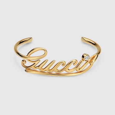 GUCCI Bracciale Rigido Con Scritta, Taglia M