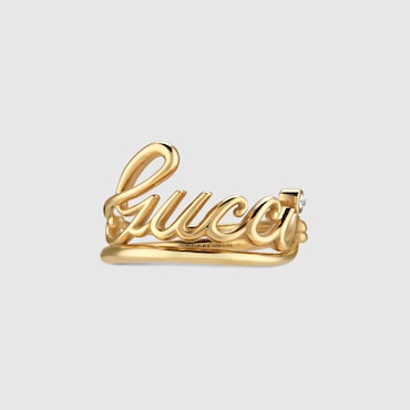GUCCI Anello Largo Con Scritta, Taglia S