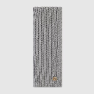 GUCCI Wool Cashmere Scarf With Double G