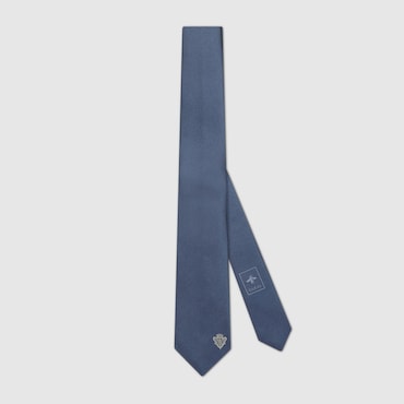 GUCCI Silk Jacquard Tie With Crest