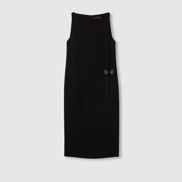 GUCCI Heavy Viscose Sable Horsebit Dress, Size 42 IT