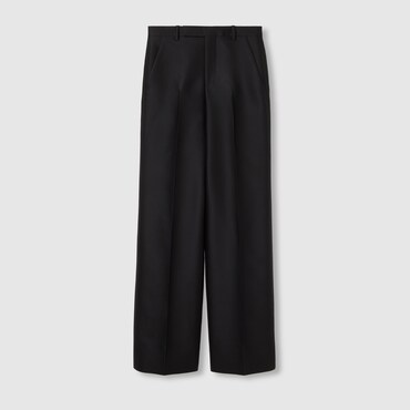 GUCCI Wool Silk Gabardine Trouser With Embroidery, Size 34 IT