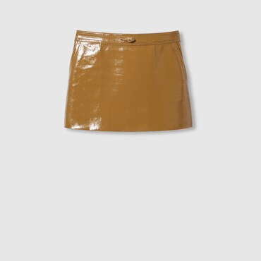 GUCCI Shiny Leather Mini Skirt, Size 38 IT