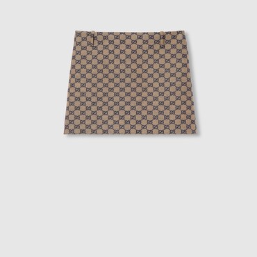 GUCCI GG Linen Blend Canvas Skirt, Size 34 IT