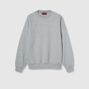 GUCCI Embossed Cotton Jersey Sweatshirt, Size XXL