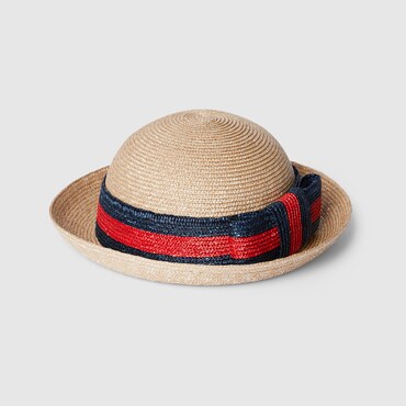 GUCCI Filles - Chapeau De Paille Avec Bande Web Pour Enfant, Taille S