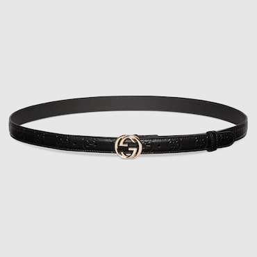 GUCCI Belt With Interlocking G Buckle, Size 75