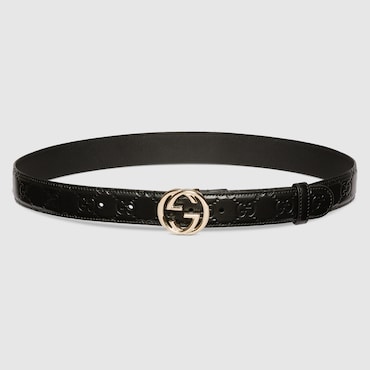 GUCCI Belt With Interlocking G Buckle, Size 95