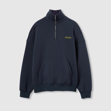 GUCCI Jersey Half-zip Jacket With Patch, Size XS