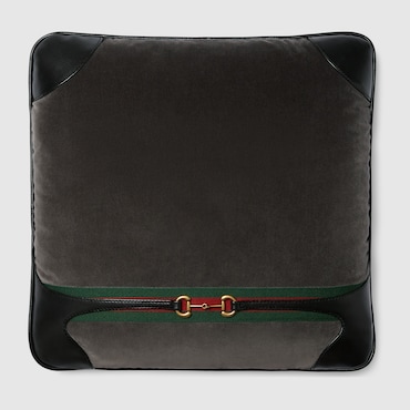 GUCCI Velvet Cushion With Horsebit