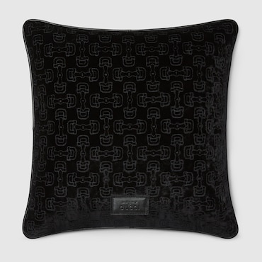 GUCCI Horsebit Velvet Jacquard Cushion