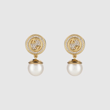 GUCCI Blondie Crystal Pearl Earrings