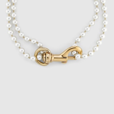 GUCCI Glass Pearl Necklace With Hook Closure