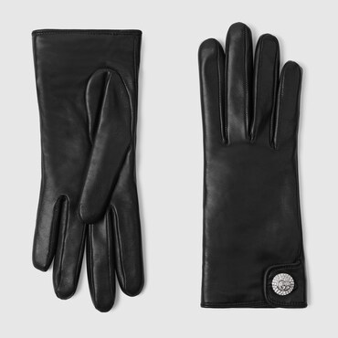 GUCCI Leather Gloves With Double G