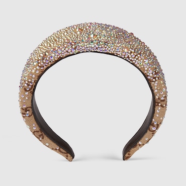 GUCCI GG Canvas Hairband With Crystals