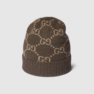 GUCCI Mütze Aus GG Kaschmirjacquard, Größe S
