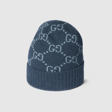 GUCCI GG Cashmere Jacquard Hat, Size S