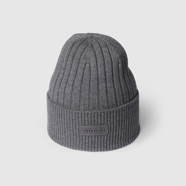 GUCCI Rib Knit Wool Hat, Size L