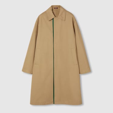 GUCCI Embossed Cotton Coat With Web, Size 48