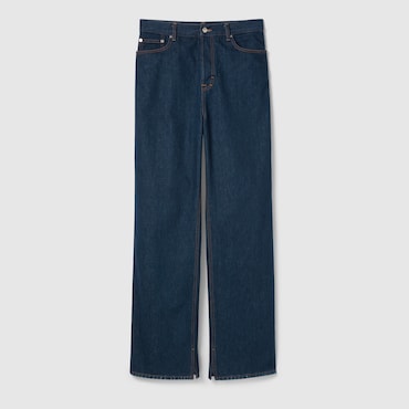 GUCCI Denim Trousers With Embroidery, Size 35
