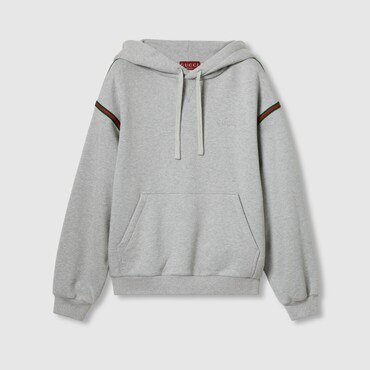 GUCCI Cotton Jersey Hooded Sweatshirt With Web, Size XS