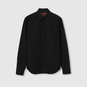 GUCCI Embroidered Cotton Poplin Shirt, Size 17