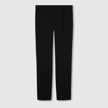 GUCCI Embroidered Wool Gabardine Trouser, Size 48