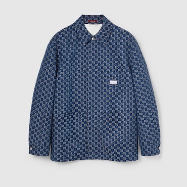 GUCCI Cotton Jacquard Jacket With GG Shadow, Size 48