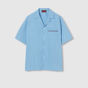 GUCCI Regular Fit Cotton Shirt With Web, Size 54