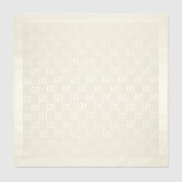 GUCCI GG Jacquard Silk Wool Shawl