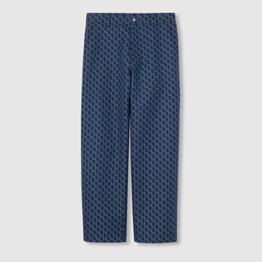 GUCCI Cotton Jacquard Trouser With GG Shadow, Size 50
