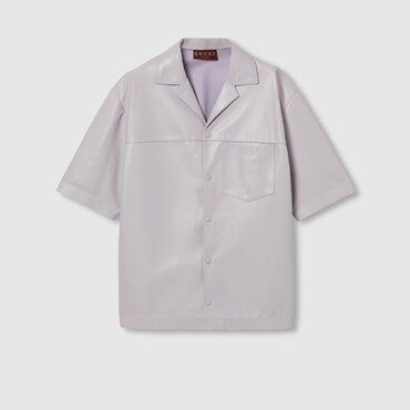 GUCCI Embossed Soft Nappa Leather Shirt, Size 44 IT