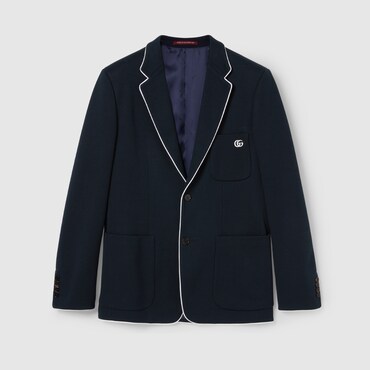 GUCCI Cotton Jersey Jacket With Embroidery, Size 46 IT
